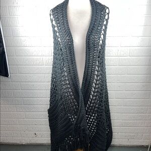 Handmade Gray Knit Open Front Wrap
